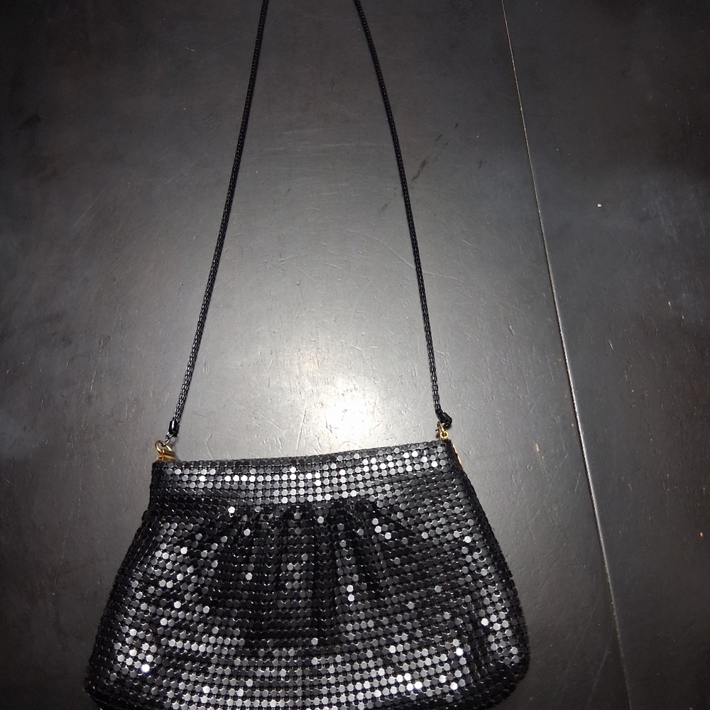 Elegant Black Sequin Evening Bag Size 9"×6"